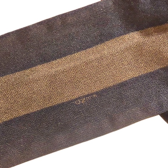 Authentic FENDI Silk Pecan Stripe Fox & Rabbit Fur Shawl - Picture 8 of 16